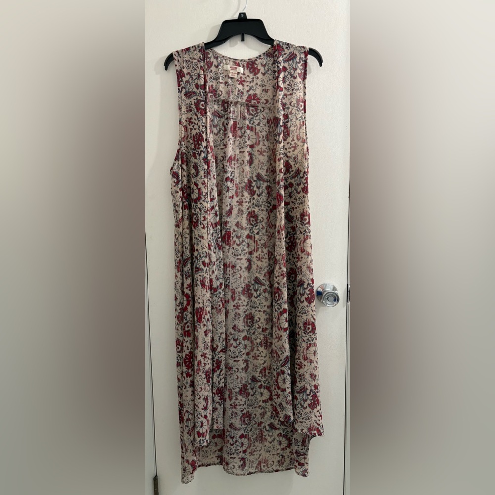 EUC Mossimo Supply Co. Red and Blue Floral Swimsuit Cover